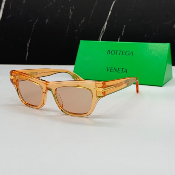 NEW BV1122S 007 BOTTEGA VENETA ORANGE BROWN CAT EYE WOMEN SUNGLASSES - Picture 2 of 11